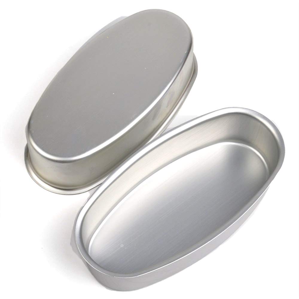 Oukeyi 2 Pack Pan Bakeware, Non-Stick Pro Loaf Pan, 8In Oval Shape Cake Pan Non-Stick Aluminum Cheese Cake Mold Breads Loaf Pans