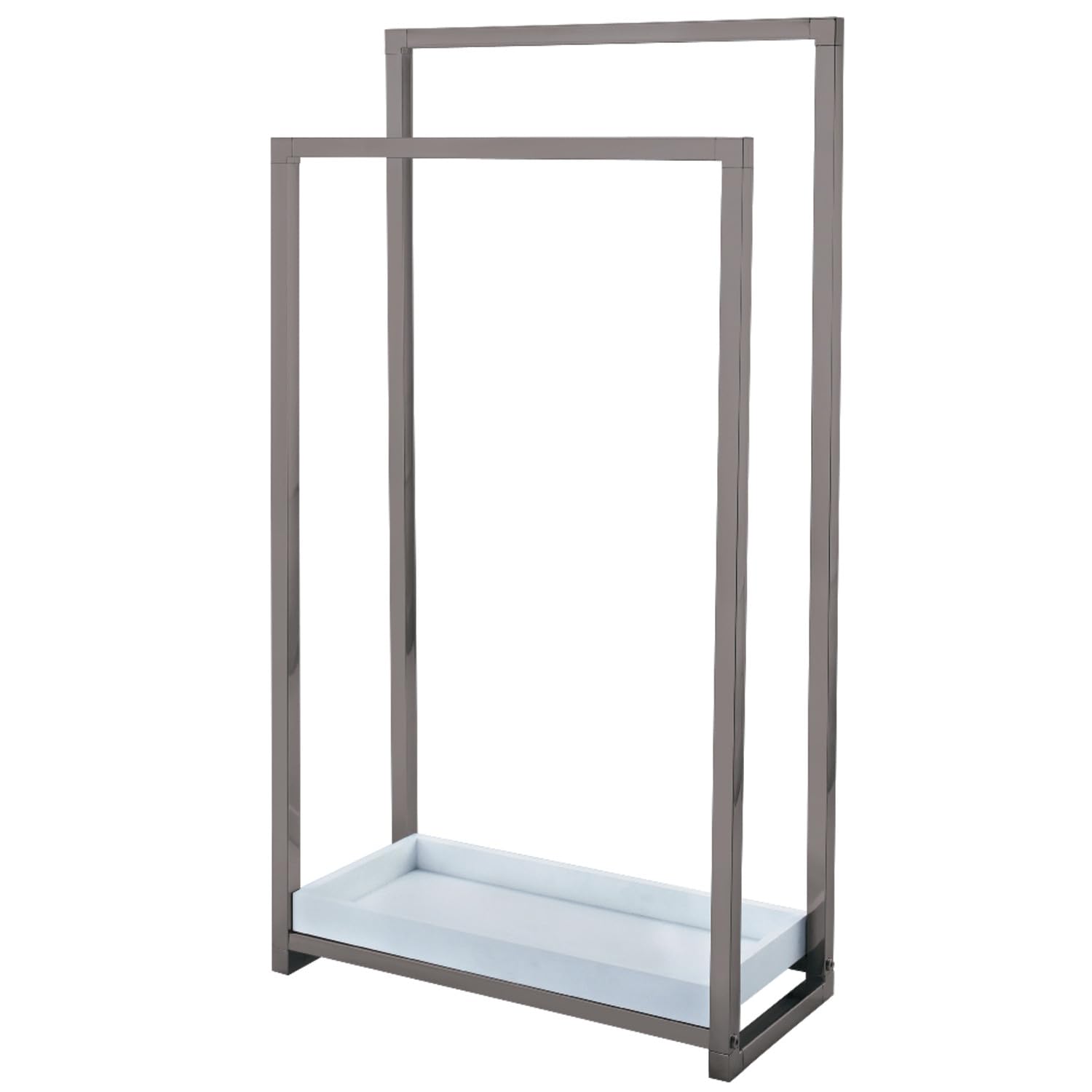 Kingston Brass SCC8268 Edenscape Pedestal 2-Tier Steel Construction Towel Rack with Wooden Case  Brushed Nickel