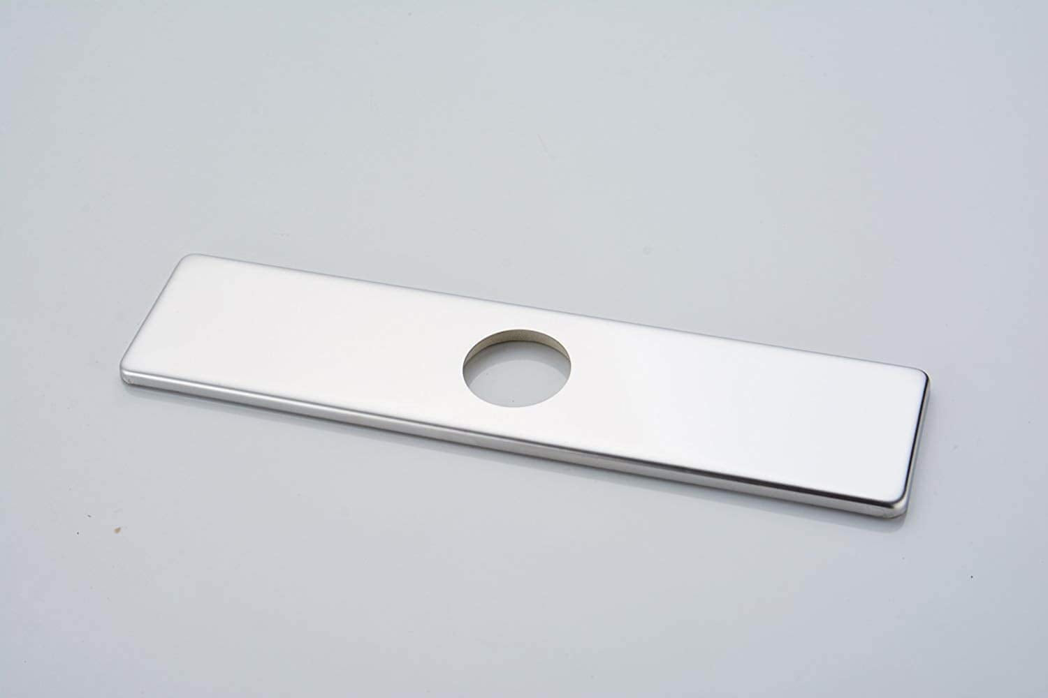 BWE Stainless Steel Plate Faucet Cover Deck Plate 10 Inch for 1 or 3 Hole Bathroom or Kitchen Sink Faucet Chrome Sink Hole Oversized Escutcheon Plate Rectangular Vanity Basin Sink Cover Cap Modern