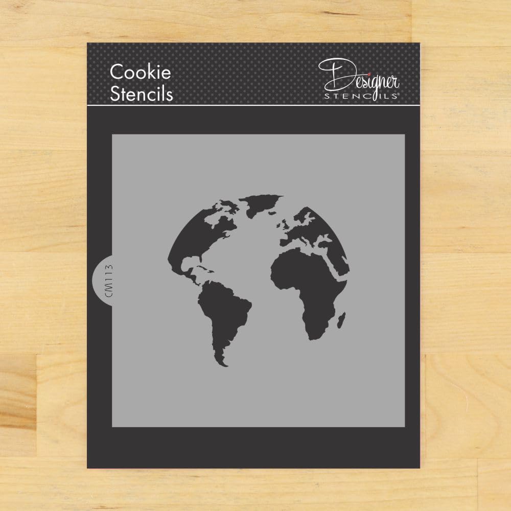 World Map (Globe) Cookie And Craft Stencil | World Map Cake Stencil Airbrush Painting Cookies | Cake Decorating Stencil World Ma