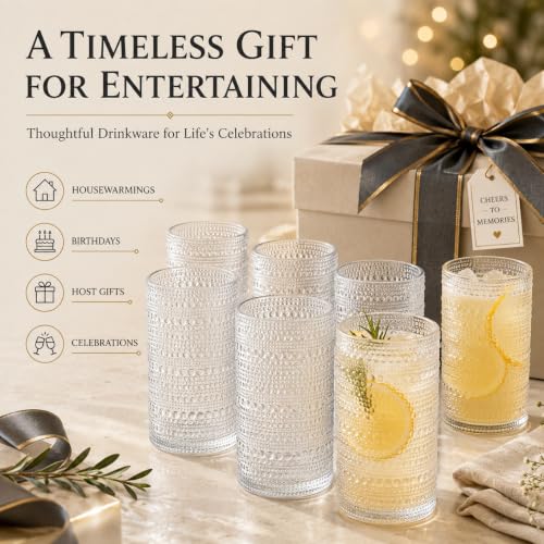 Barcelona Acrylic Highball Hobnail Glassware, Set of 6