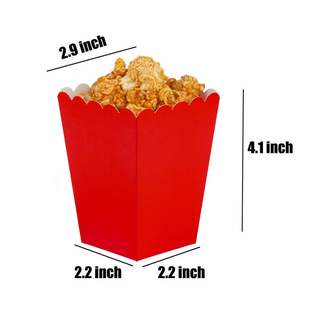 AimtoHome Red Popcorn Boxes Mini Paper Popcorn Box Cardboard Popcorn Container for Party  Pack of 24