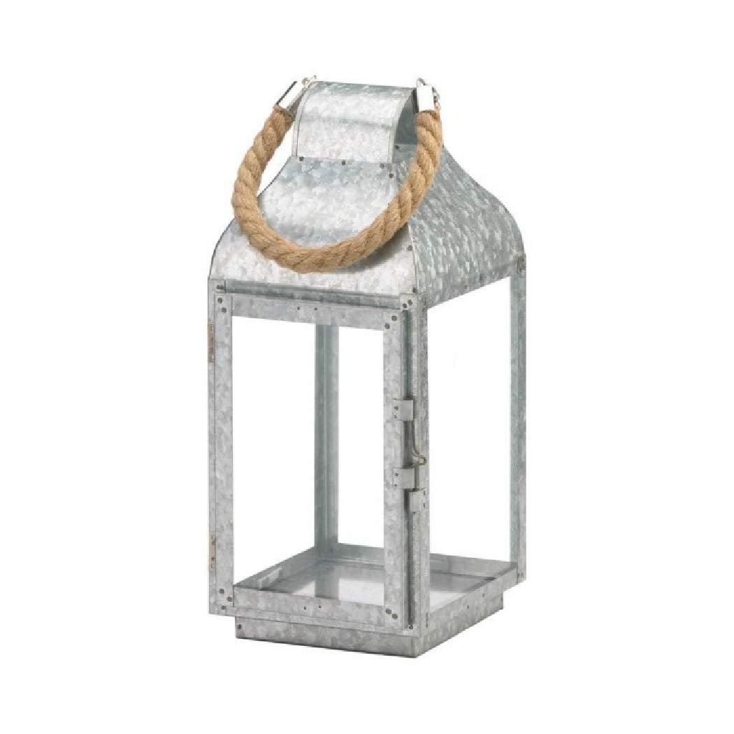 Accent Plus 10018829 Galvanized Farmhouse Lantern, White