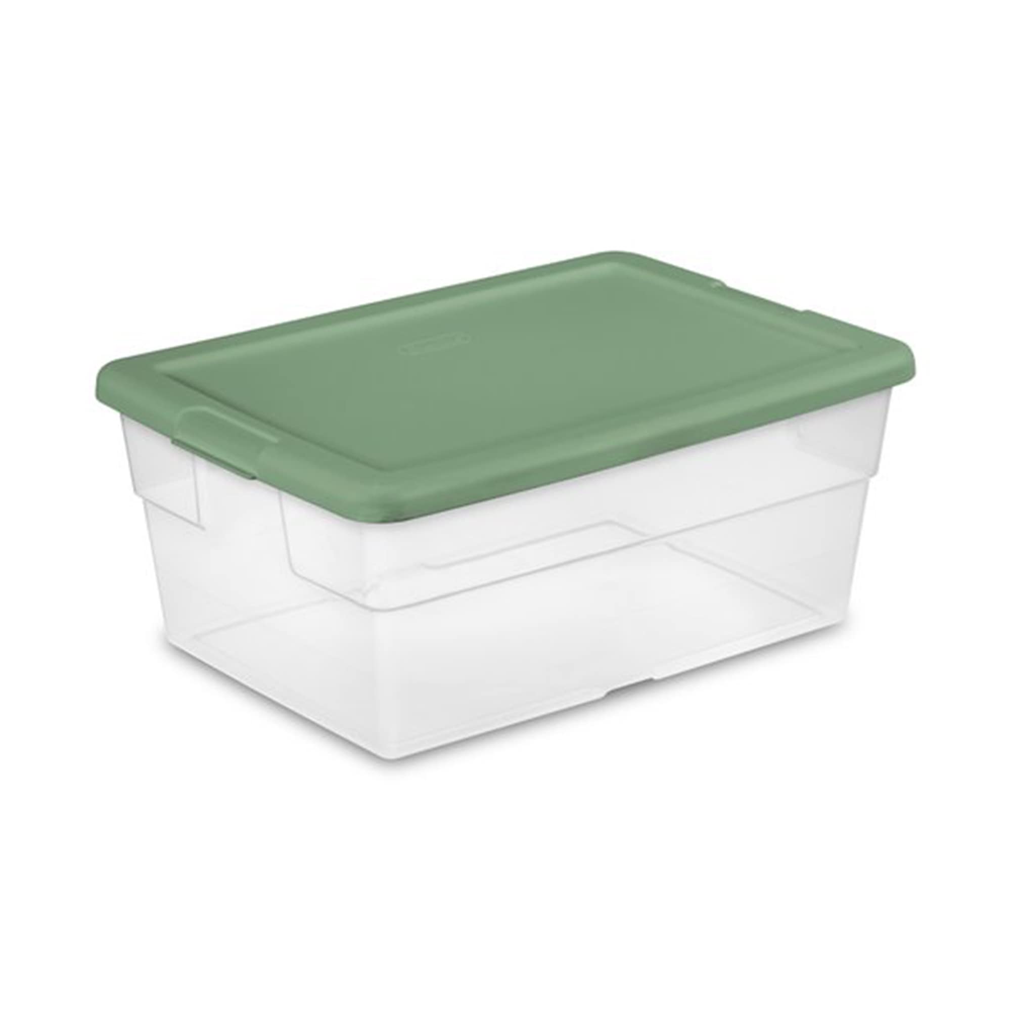 Sterilite 2 Pack Storage Boxes, Clear Plastic Stackable Bins, 16 Quart, Marine Blue