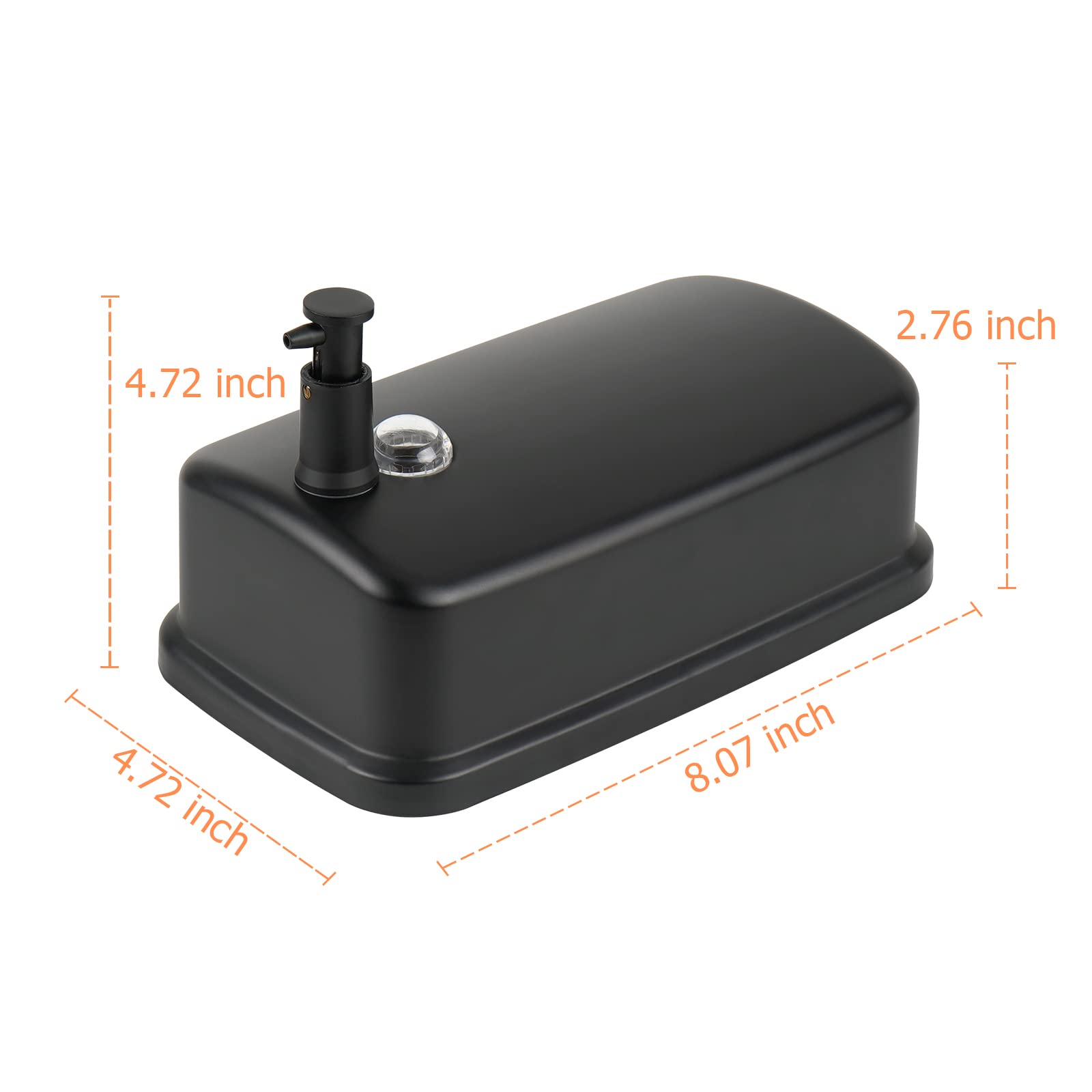 Wewbaby Soap Dispenser Wall Mount, 1000Ml/33.8 Fl.Oz Bathroom Wall Mounted Soap Dispenser Black Metal Wall Soap Dispenser For Ki