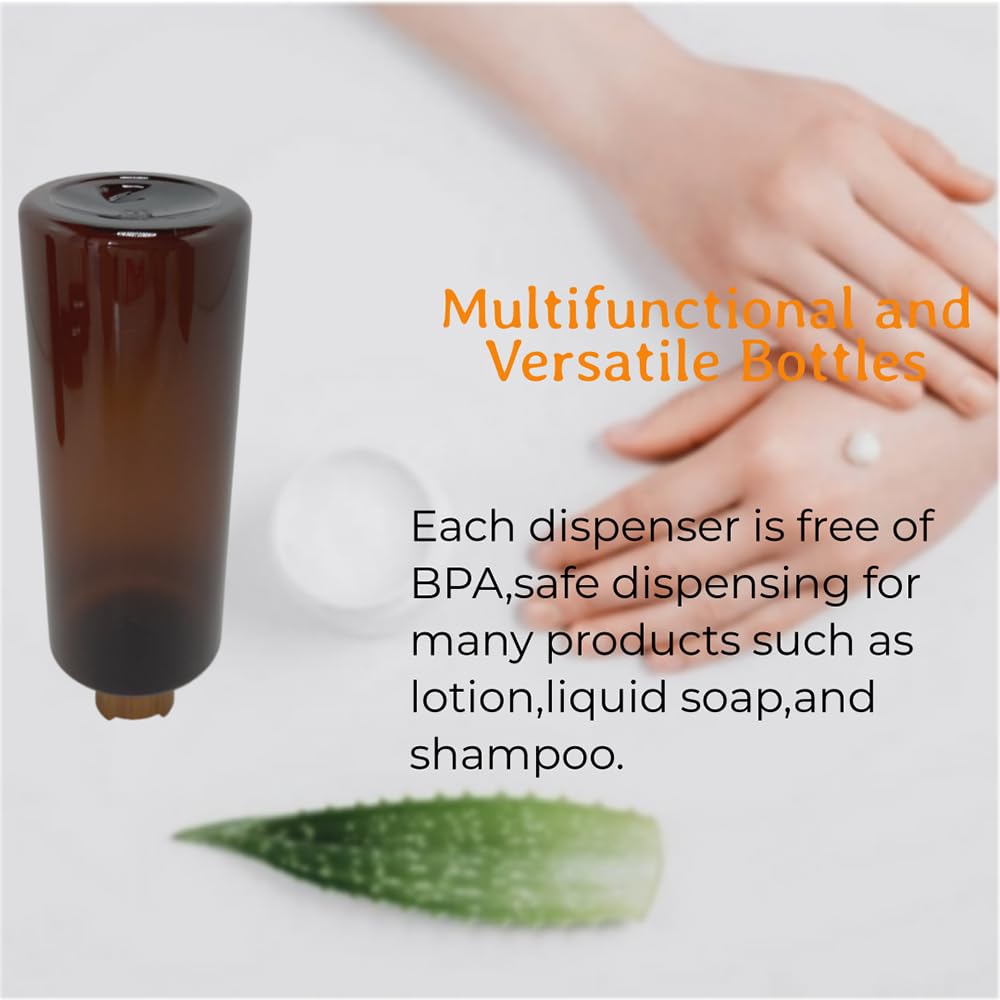Beeco Gif2U Empty Cosmetic Bottles 16Oz/500Ml With Bamboo Disc Top Flip Cap For Shampoo Lotion Liquid Soap,Cream,Refilable Squee