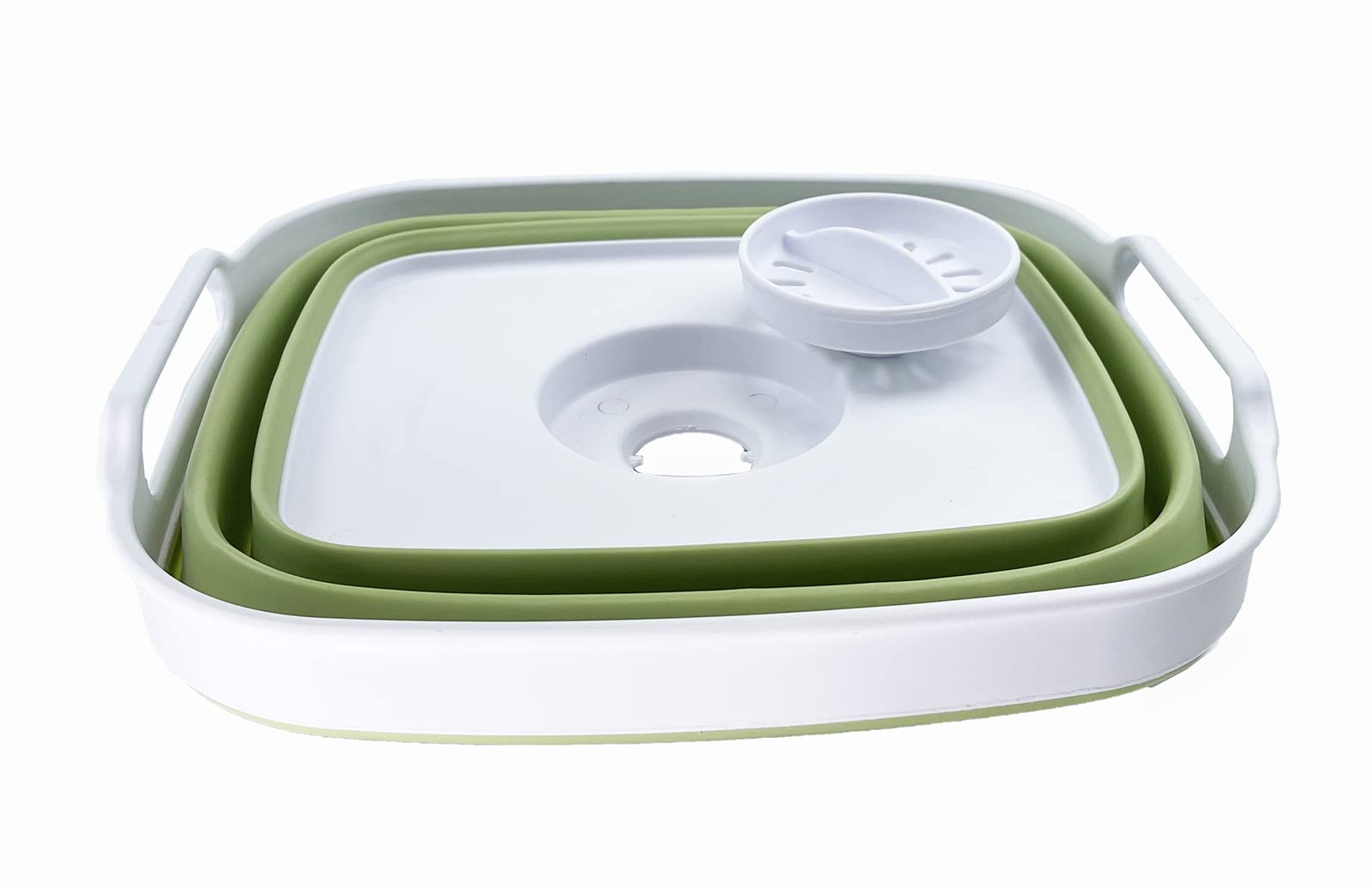 Sammart 7.5L (2 Gallons) Collapsible Plastic Dishpan With Draining Plug - Portable Washing Basin - Foldable Washing Tub - Pop Up