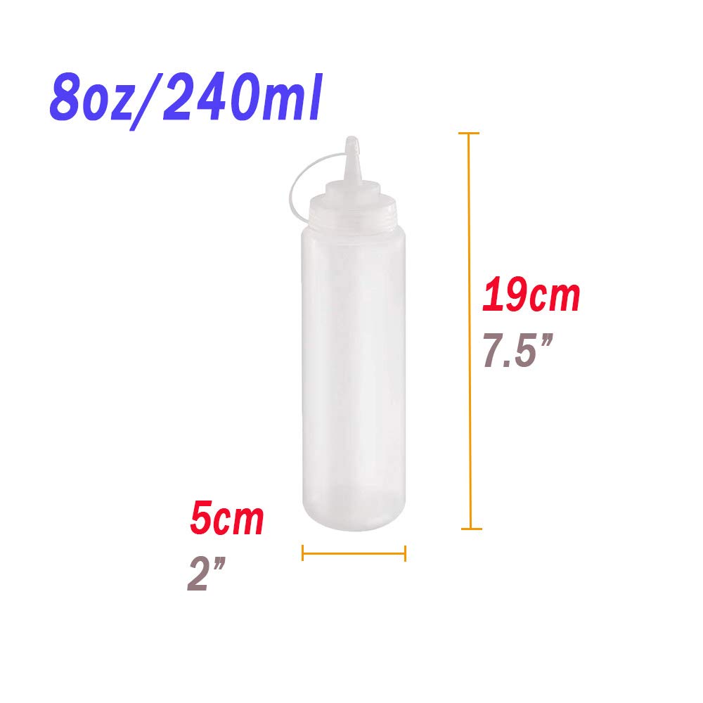 Hamiggaa 15 Pcs 8Oz Squeeze Bottles,Plastic Condiment Bottle With Twist On Cap Lids,Squeeze Bottle For Sauces,Ketchup,Barbecue,S
