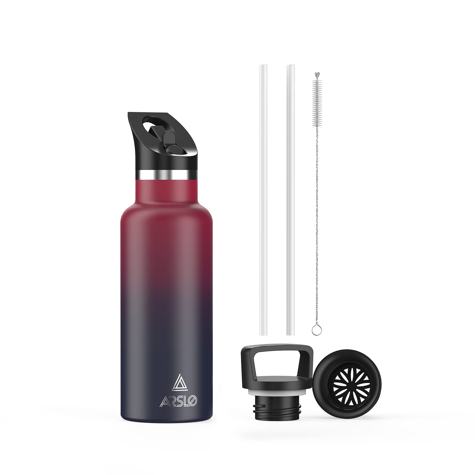 Arslo Stainless Steel Water Bottle with Straw - Insulated Water Bottle for Sports, Gym, School, Commute, Adults/Kids - Keep Cold