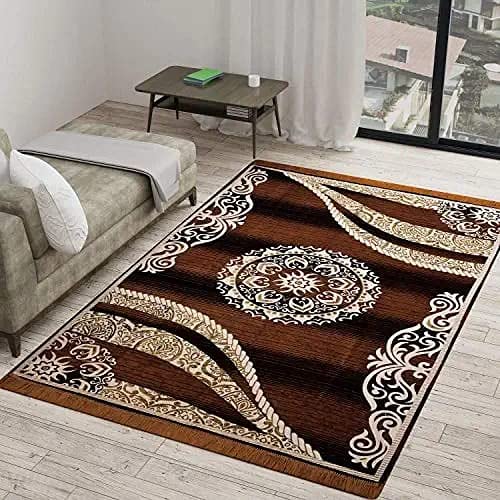Kk Home Store Decor Velvet Royal Carpet (60 inch x 84 inch, 150 cm x 210 cm, 5 Feet x 7 Feet, Coffee)