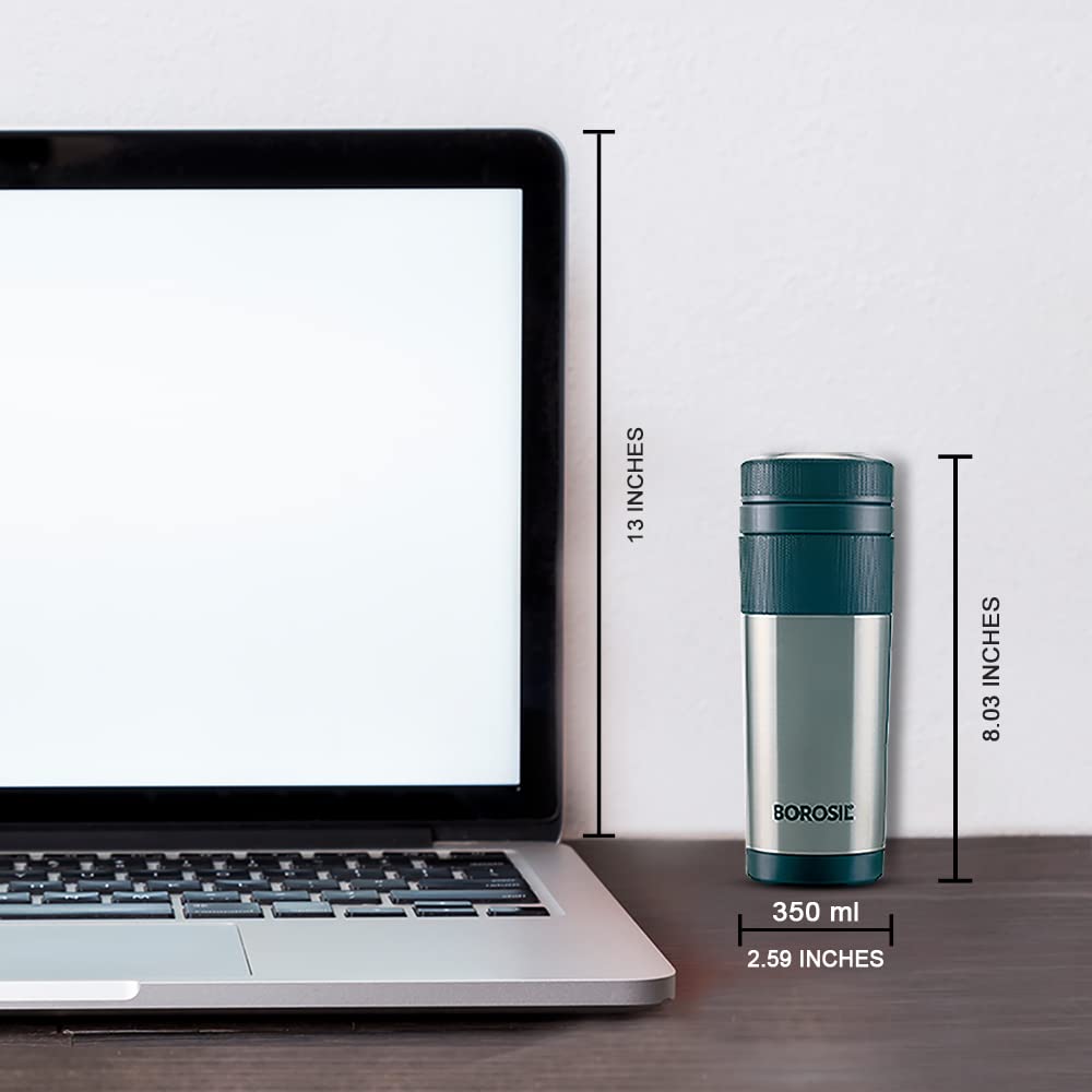 Borosil Vacuum Insulated Double Wall Travelmate Mug|Coffee Mug|Tea Mug|Thermos|Flask|PortableOffice|Outdoor|Reusable|Leak Proof,