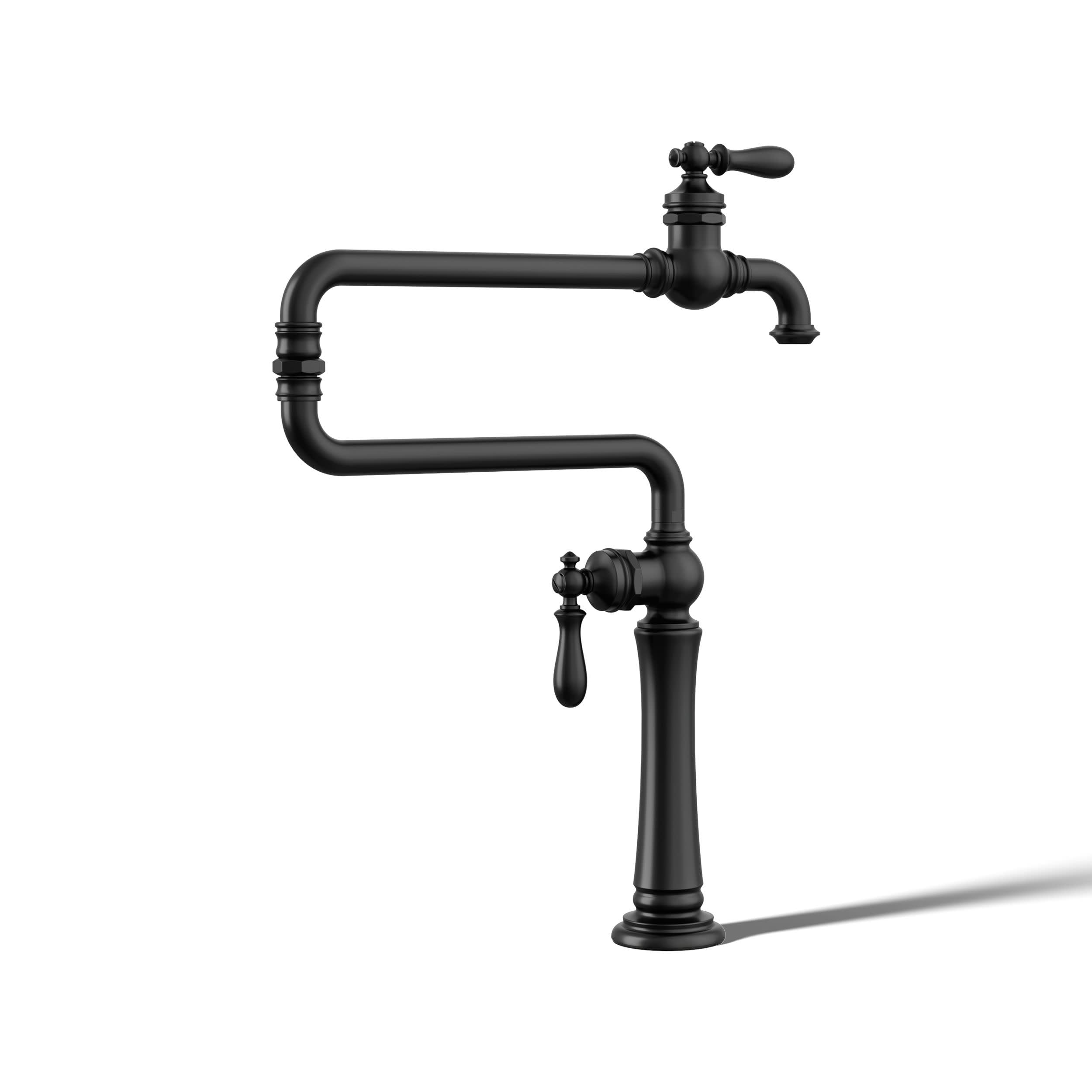 KOHLER 99271-BL ARTIFACTS Deck Mount Pot Filler, 360 Rotation, Professional Convenience, Matte Black