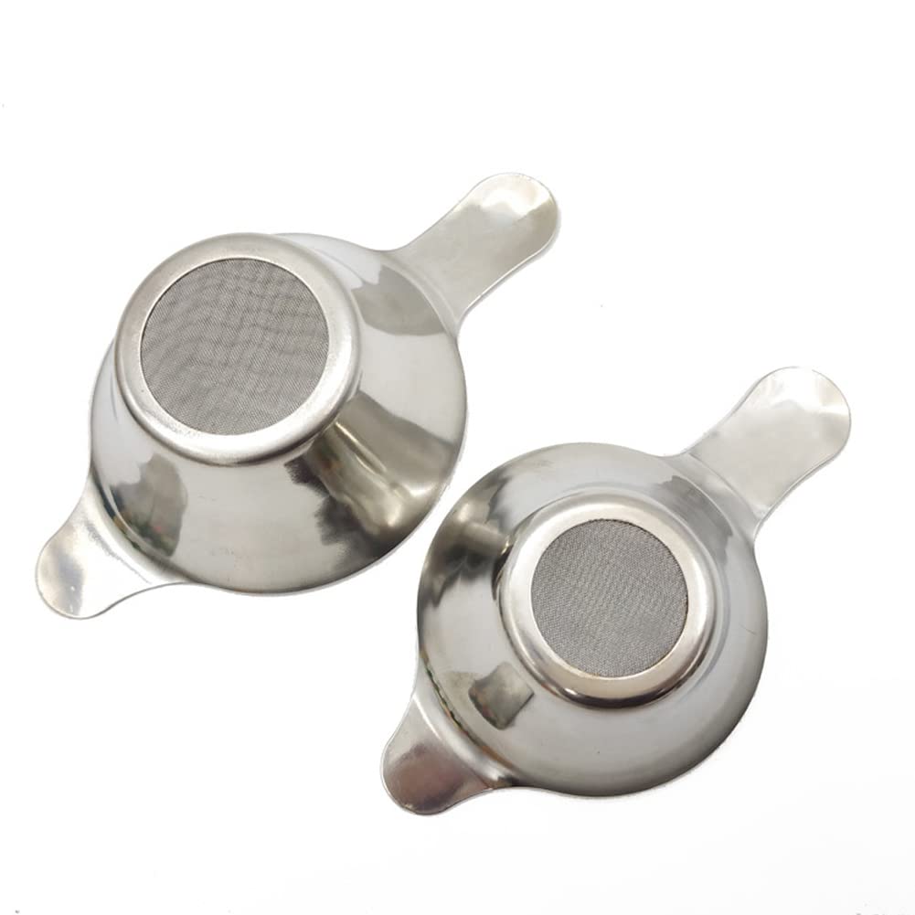 2Pcs Stainless Steel Mini Strainer Fine Mesh Tea Leaf Funnel Tea Filter Infuser Tea Ceremony Accessories With Double Handle, 2 S