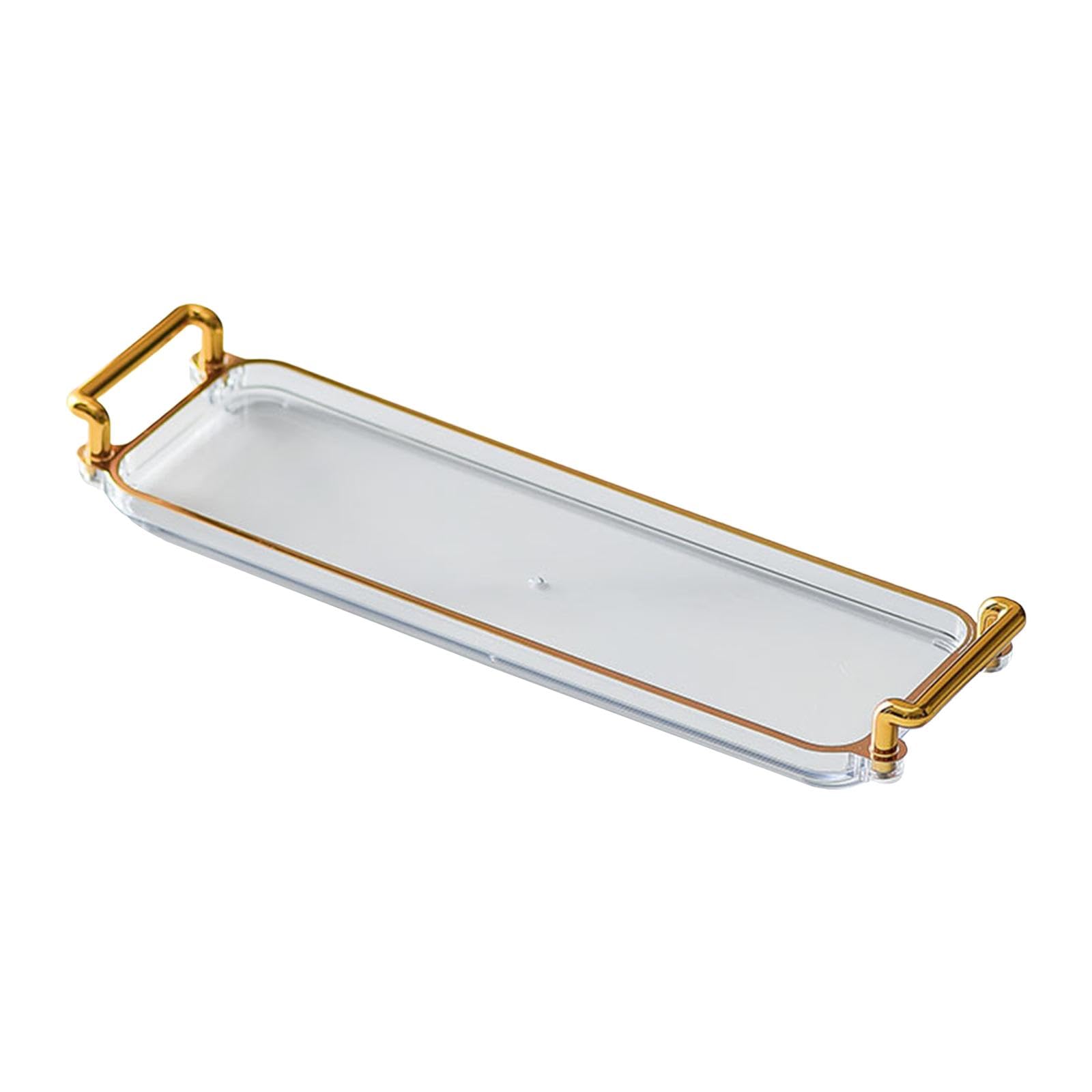 Ecomistiq Rectangular Serving Platters With Handles Vanity Tray For Party Home Kitchen Clear | Trays | Dinnerware & Serving Dish
