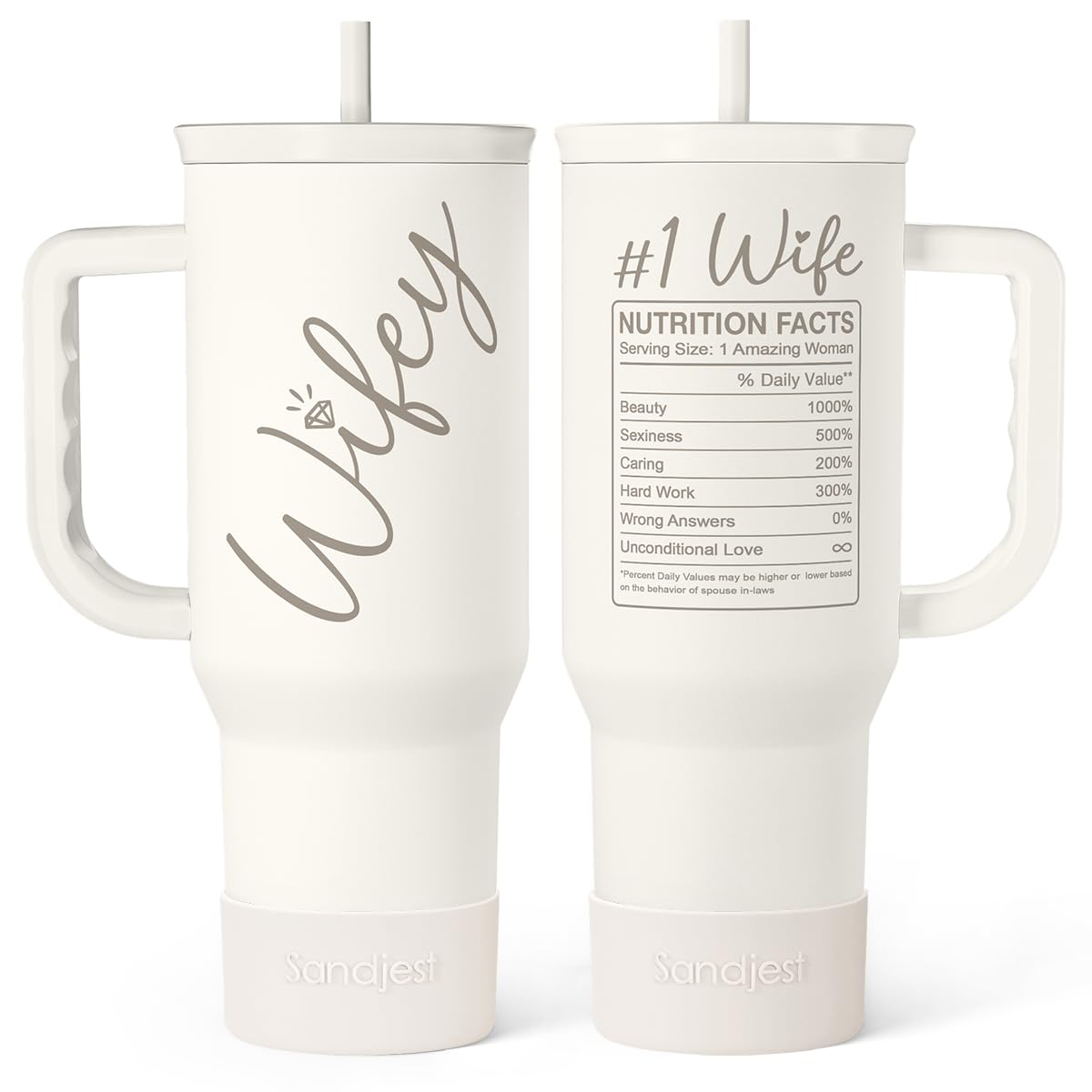 Gift for Wife from Husband - 40oz Insulated Stainless Steel Tumbler with Handle and Straw, Gifts for Anniversary, Birthday, Chri