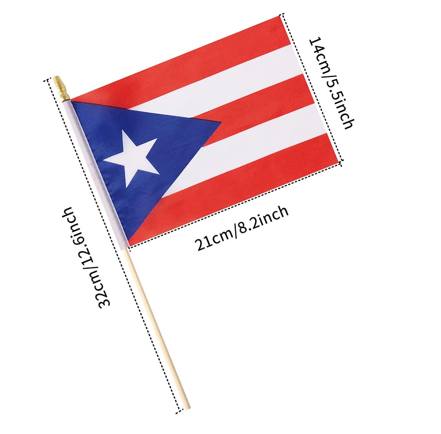 Ckexin 25Pack Small Puerto Rico Flag Handheld Mini Puerto Rican Flag On Stick 5X8 Inch