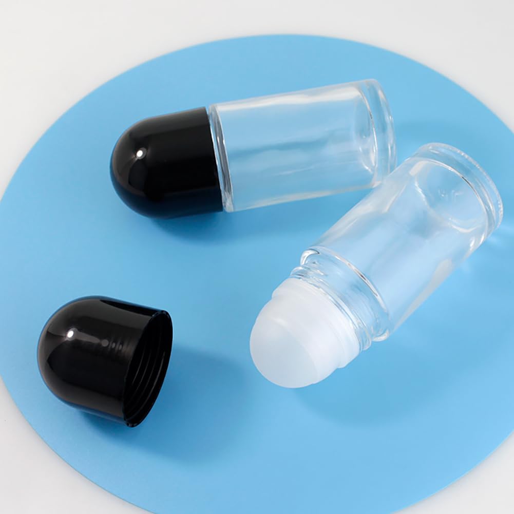 Ljjcsff 2Pcs 50Ml Clear Glass Roller Bottles For Oils Perfume Bottles Empty Refillable Roller Empty Rollerball Bottles For Essen