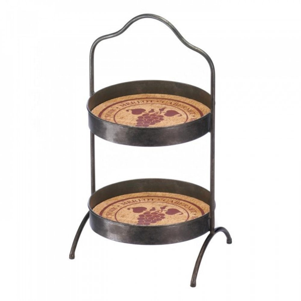 Vineyard 2-Tier Standing Tray 14.25x13.25x25