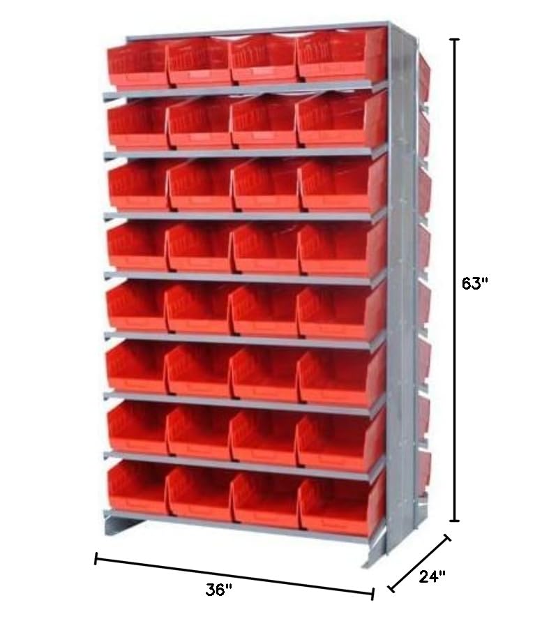 Pick Rack, Slopped, Double Sided, 24L X 36W X 63-1/2H, 800 Lbs. Capacity, (16) Shelves Configuration, Includes: (64) Qsb207 Blue