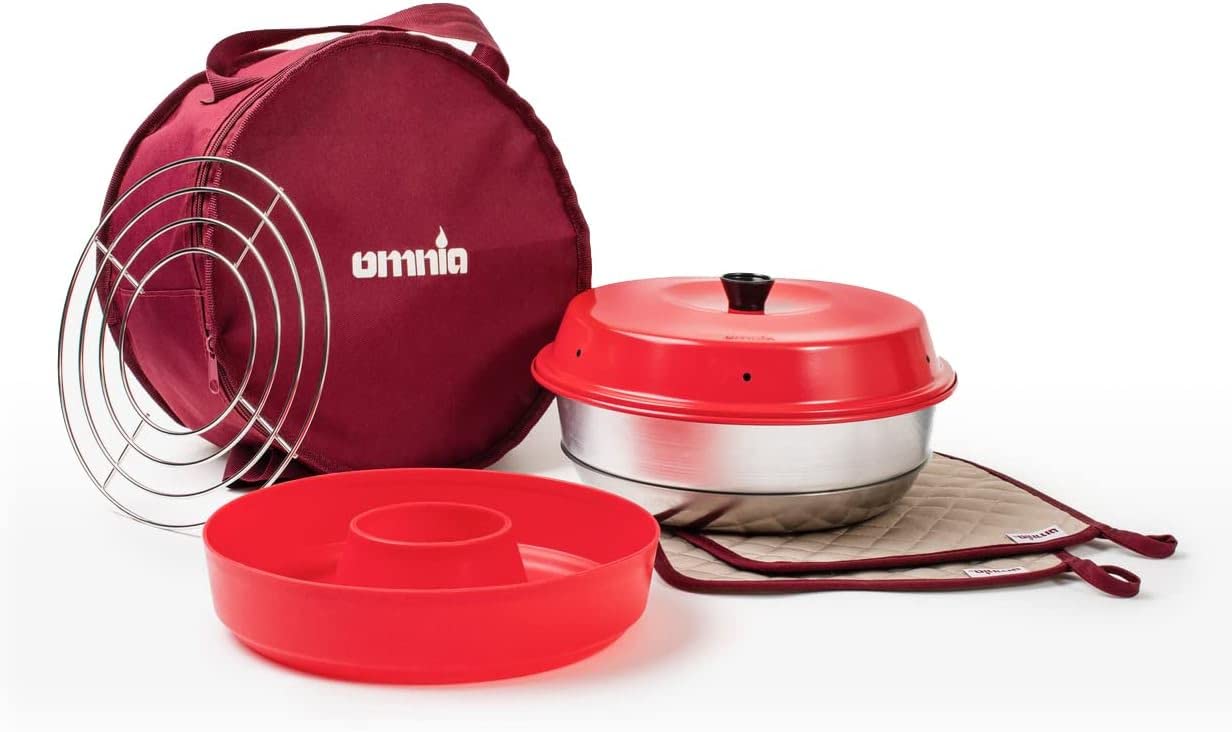Omnia Kit 1, Set Of 5 Products - Camp Oven, Silicone Mold, Potholders, Baking Grid And Storage Bag - Ultimate Starter Kit For Om