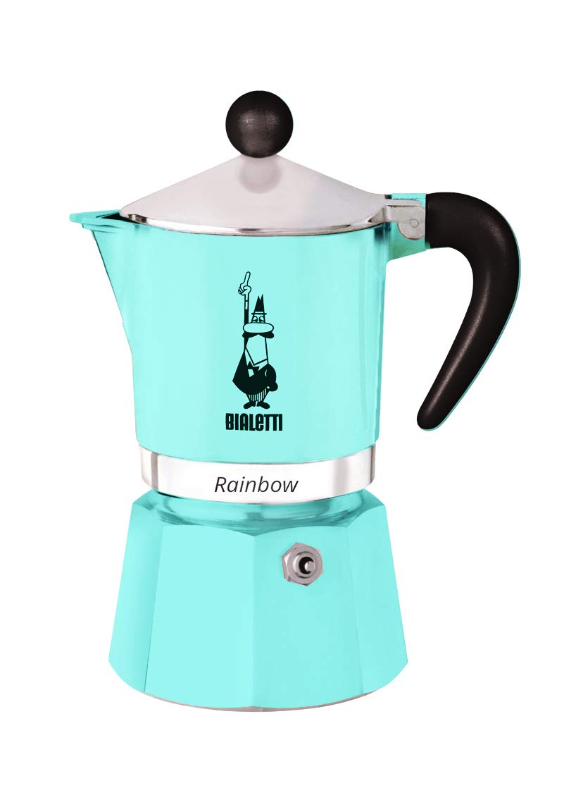 Bialetti - Rainbow: Stovetop Espresso Maker  Moka Pot 6 cups (84 Oz - 250 Ml)  Aluminium  Light blue
