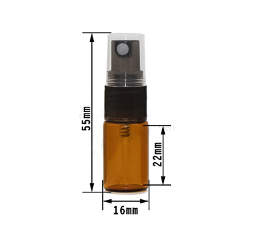 Jjkmall- 20Pcs Mini 3Ml Amber Glass Perfume Spray Bottle Travel Refillable Empty Cosmetic Water Atomizer Bottles Glass Sprayer P