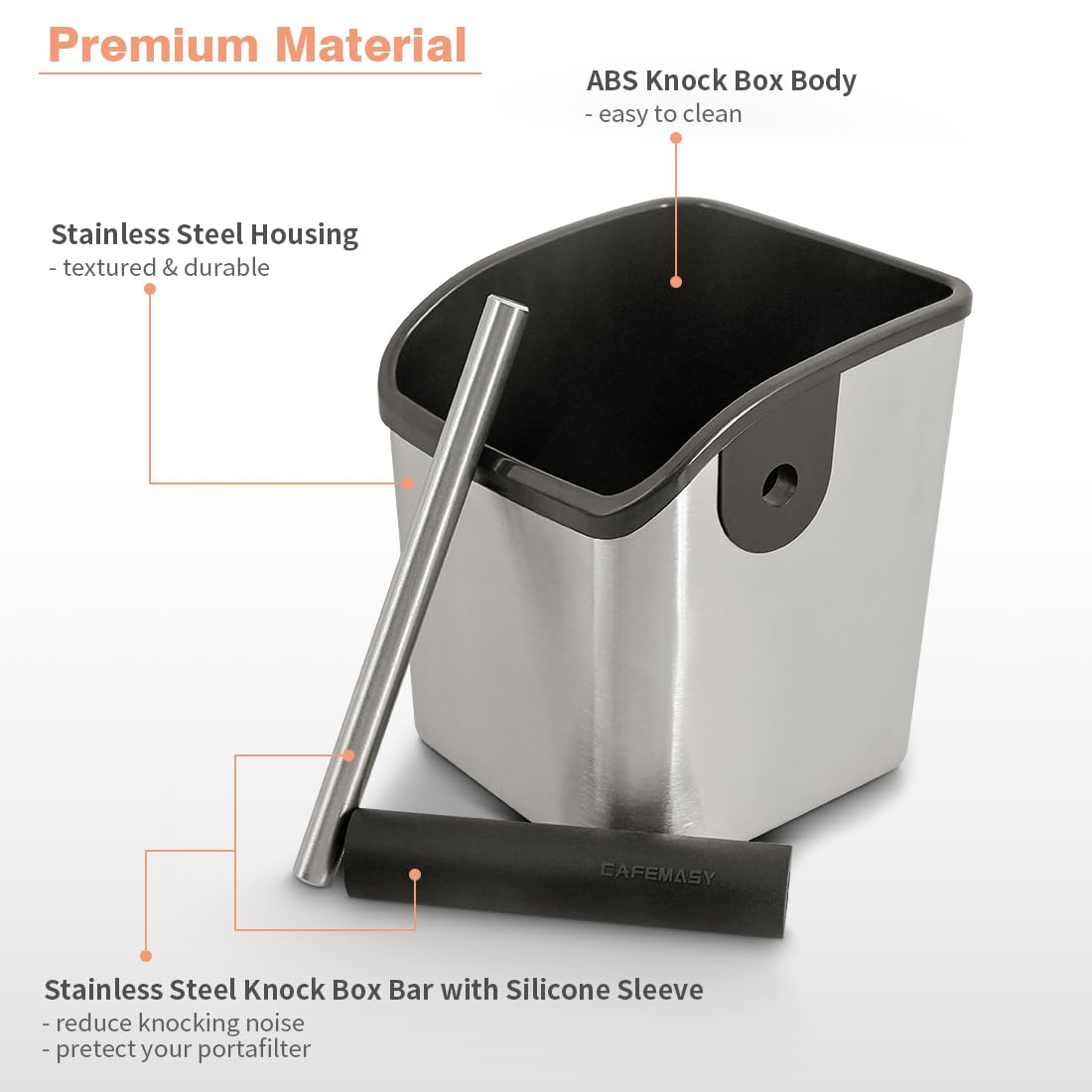 Coffee Knock Box Espresso Accessories - Home Use Small Coffee Puck Knock Box Stainless Steel For Espresso Machine Coffee Grounds