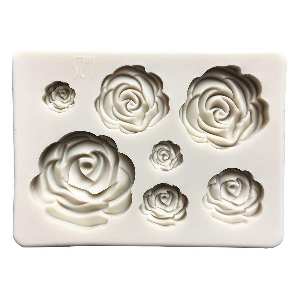 Anekoul 2Pcs Rose Flowers Silicone Molds Cake Chocolate Mold Wedding Cake Decorating Tools Fondant Sugarcraft Cake Molds