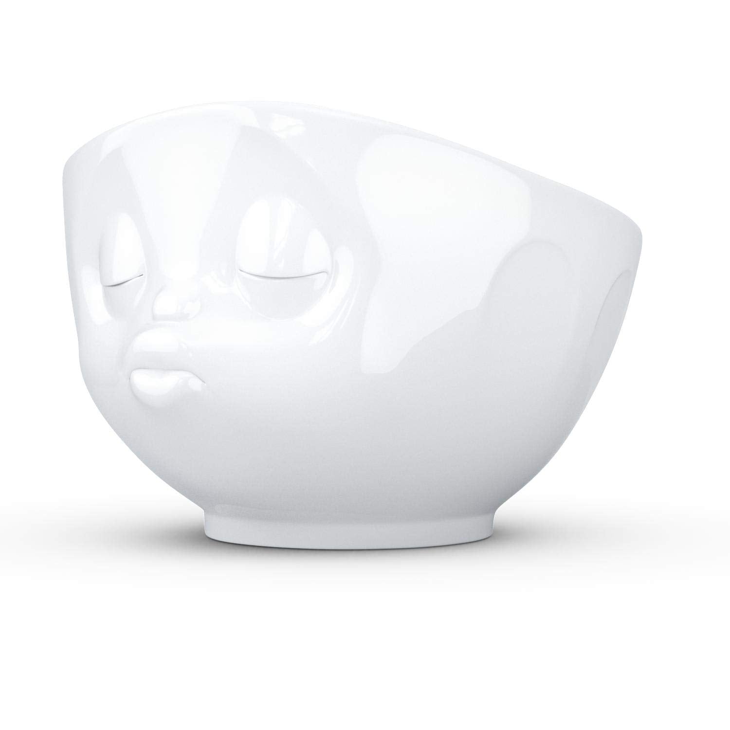 Fiftyeight Products Tassen Porcelain Bowl, Kissing Face Edition, 16 Oz. White, (Single Bowl) For Serving Cereal, Soup