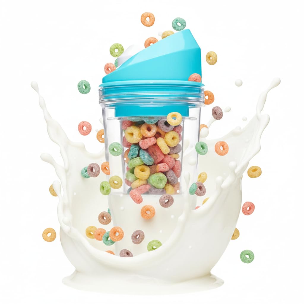 KICKZU Cup OntheGo Cereal Tumbler, Dual Compartment Water Bottle, Portable Cereal Cup Keep Cereal Crunchy, Milk Crunchy Cups f