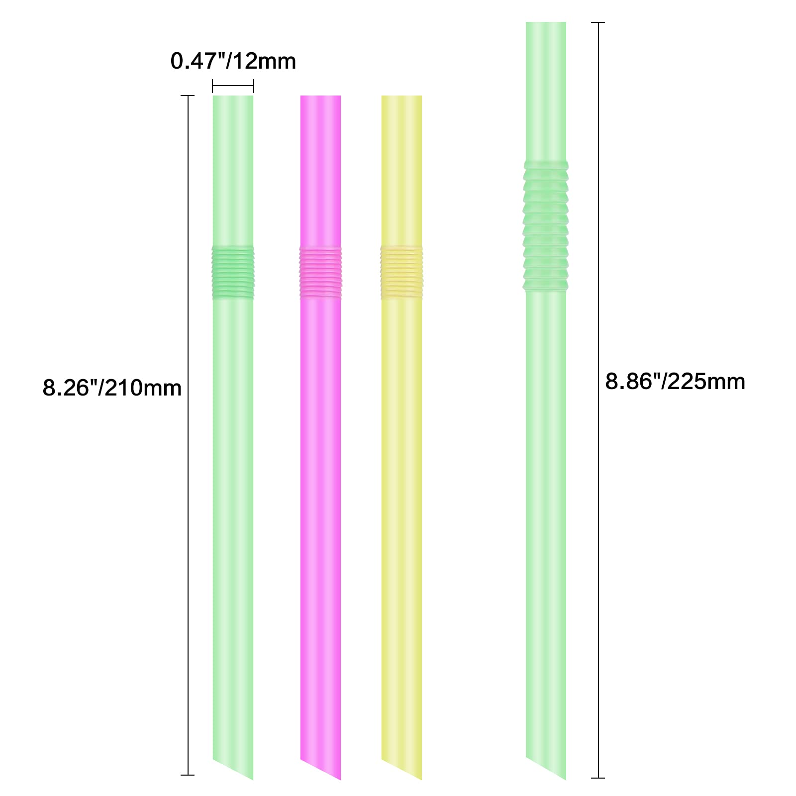 Jumbo Flexible Smoothie Plastic Straws, 100 Pcs Assorted Colors Large Bendable Disposable Milkshake Straws, Wide Bendy Boba Drin