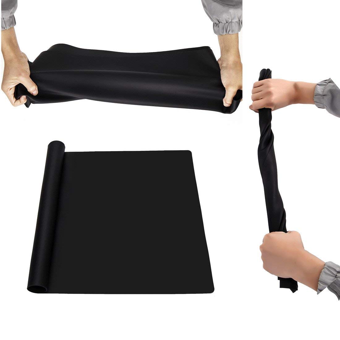 Max2Co 236 By 157Flexible Silicone Placemat Non Slip Waterproof Heat Resistant Dinner Table Black 2 Pcs