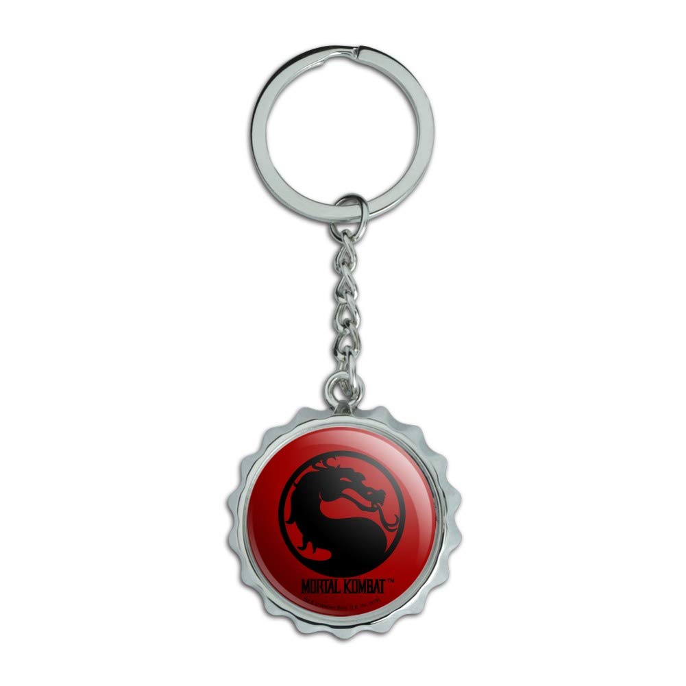 Mortal Kombat Symbol Keychain Chrome Plated Metal Pop Cap Bottle Opener
