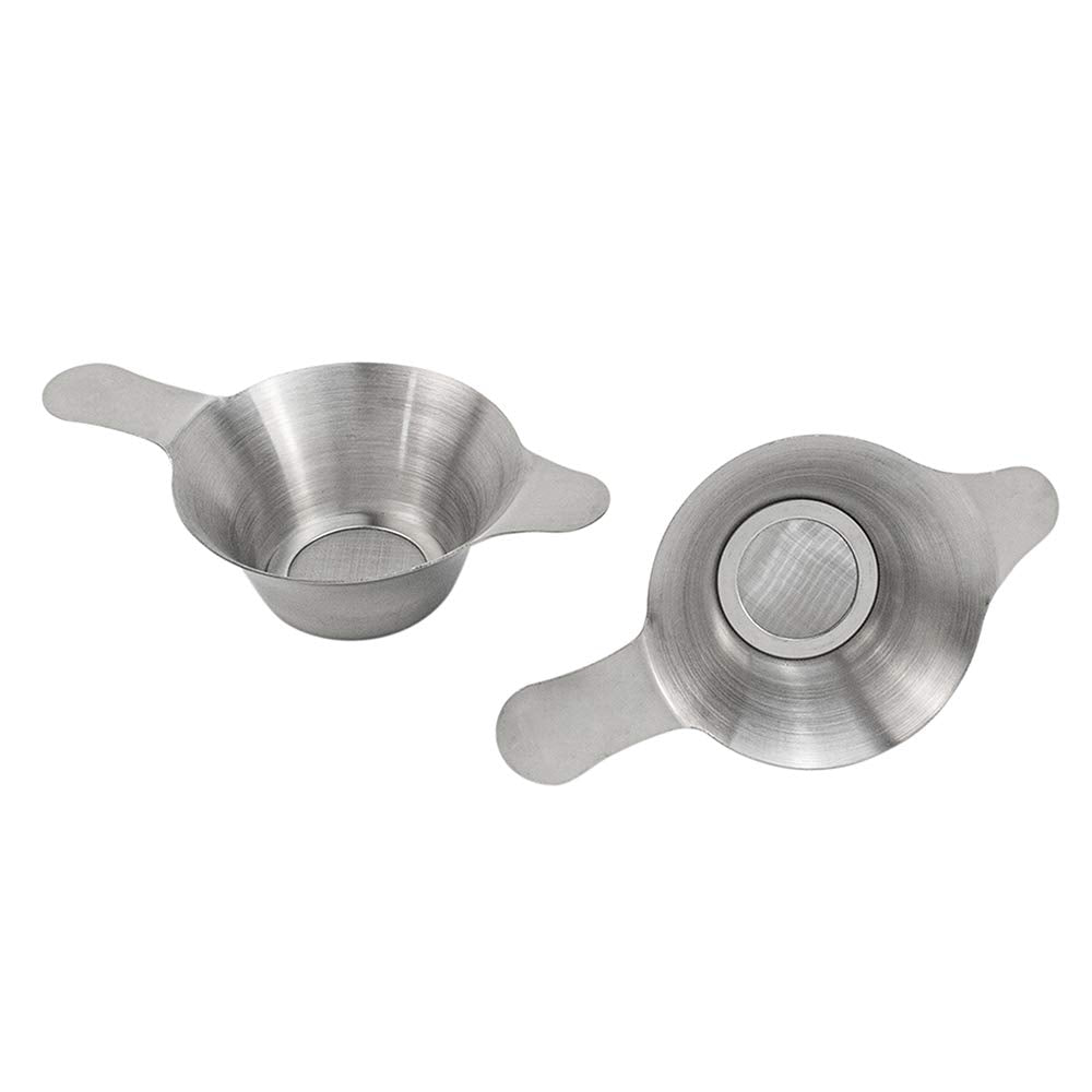 Auear, 2 Pack Different Size Stainless Steel Mini Strainer Fine Mesh Tea Funnel Tea Coffee Filter With Double Handles