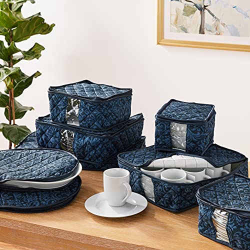 Homewear 8-Piece Hudson Damask China Storage Container Set  Navy