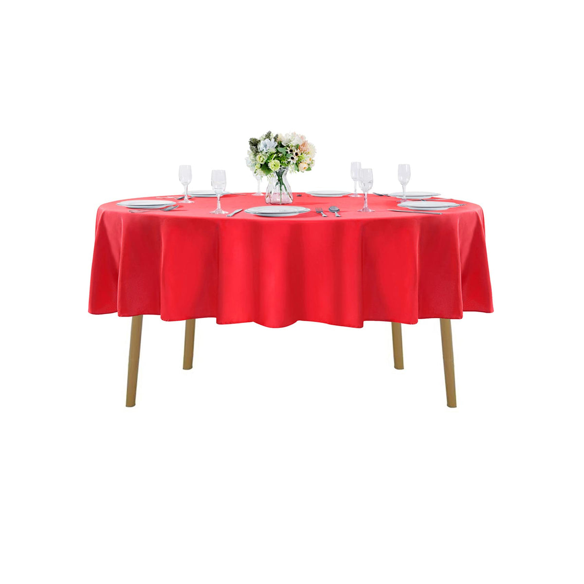 70 Inch Round Tablecloth Washable Polyester Table Cloth Decorative Table Cover For Wedding Party Dining Banquet(70 Inch,Red)