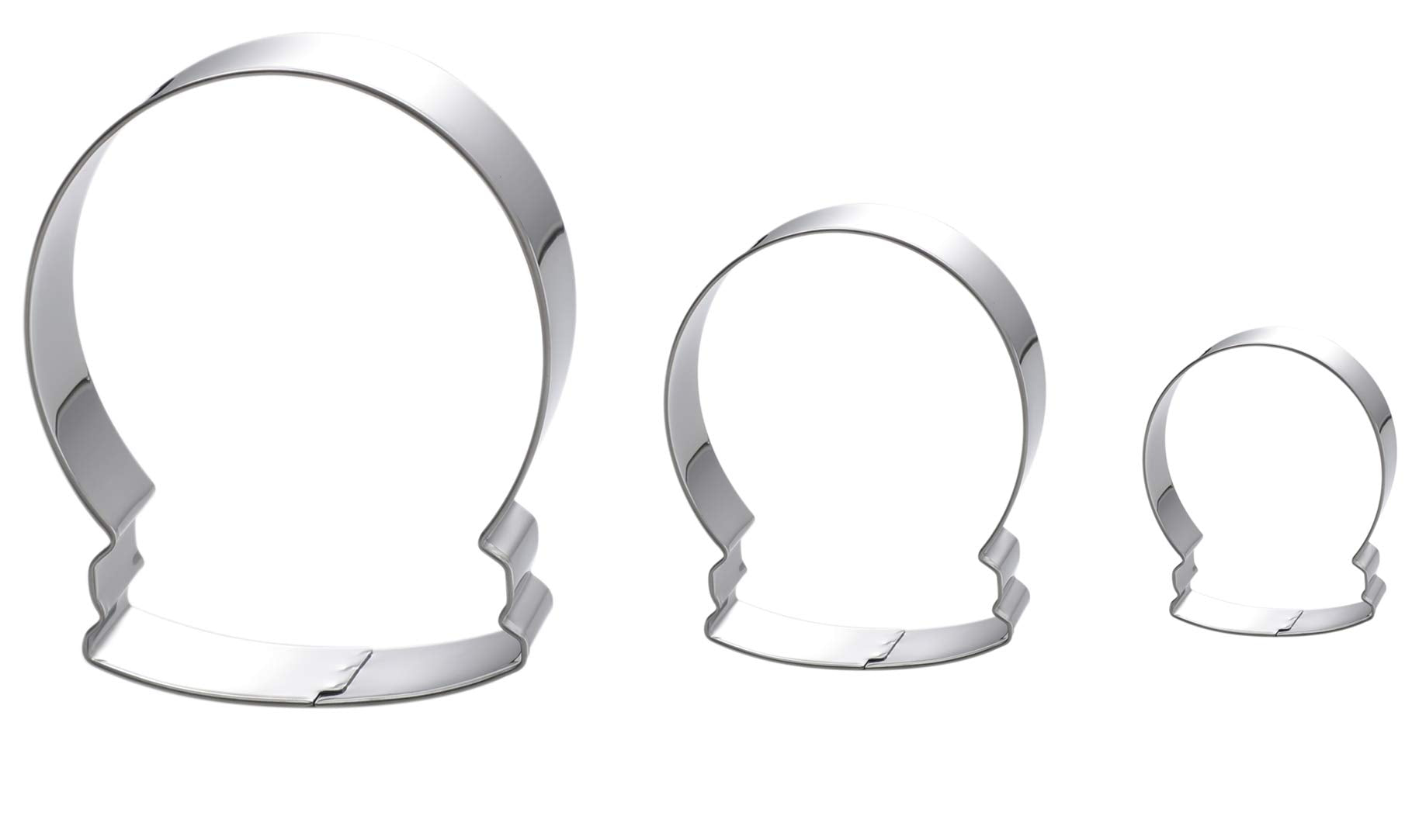 Christmas Winter Snow Globe Cookie Cutter Set - 3 Pieces In Graduated Size - Stainless Steel