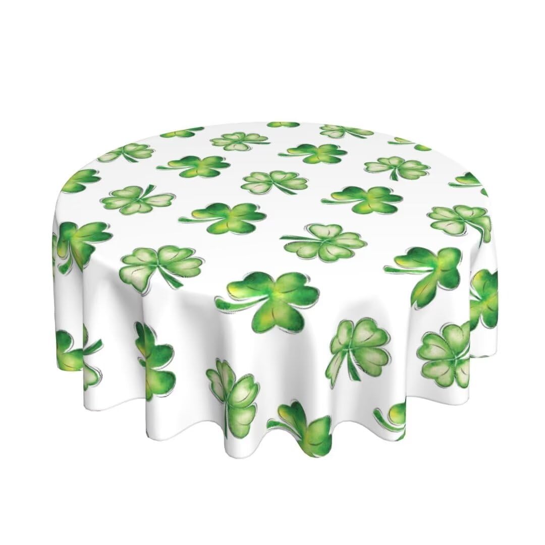 BETGINY St. Patrick s Day Tablecloth 70x70 Inch Round Watercolor Shamrock Table Cloth Washable Wrinkle Resistant Rustic Lucky G