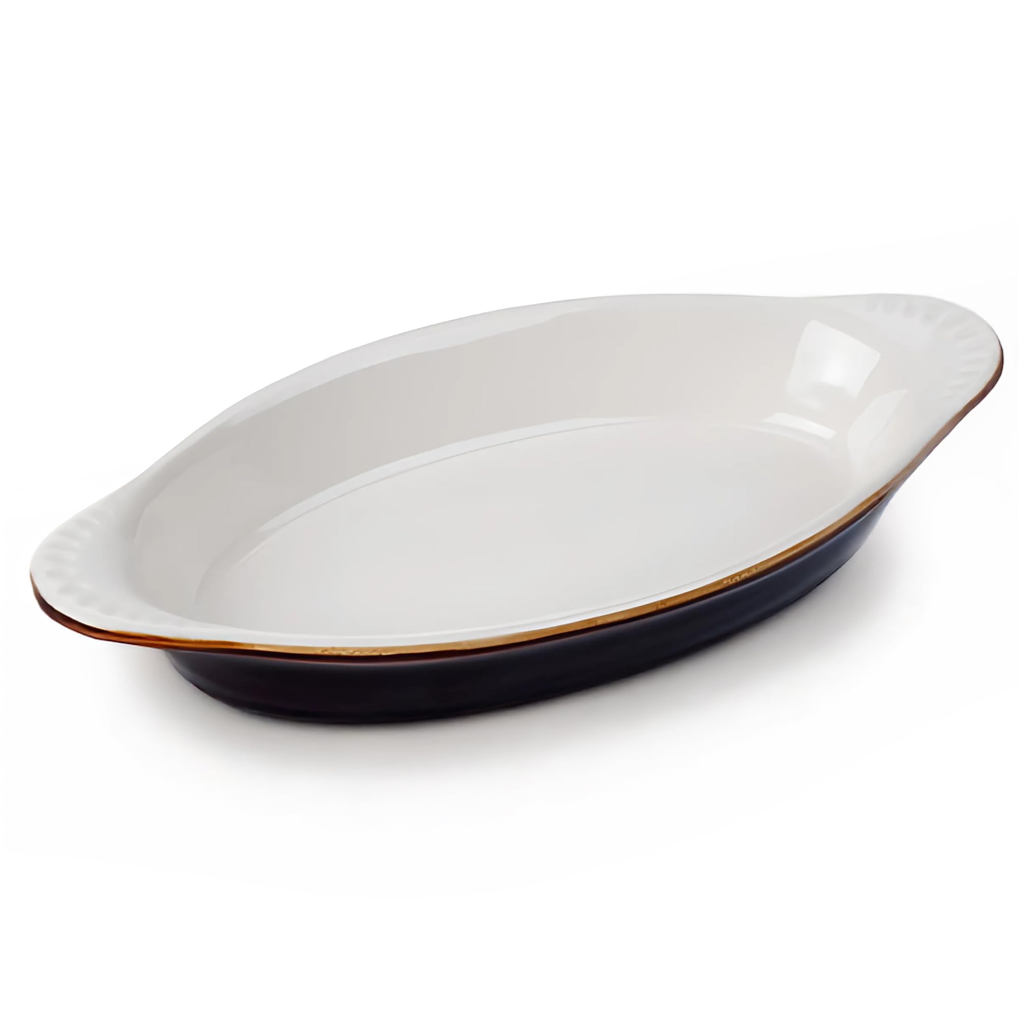 Tuxton China B1N-120 Welsh Rarebit, 12 oz., 9-7/8 x 4-7/8 x 1-3/8H, Oval, Microwave and Dishwasher Safe, Oven Proof, Fully Vitri