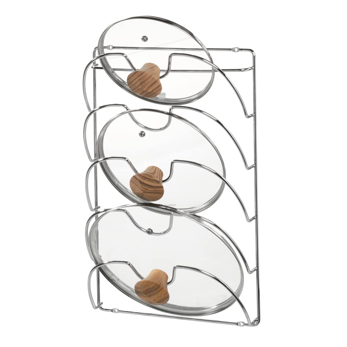 iDesign Classico Kitchen Cabinet Storage Rack for Pot, Pan Lids, 10.80 L x 3.83 W x 16.76 H, Chrome