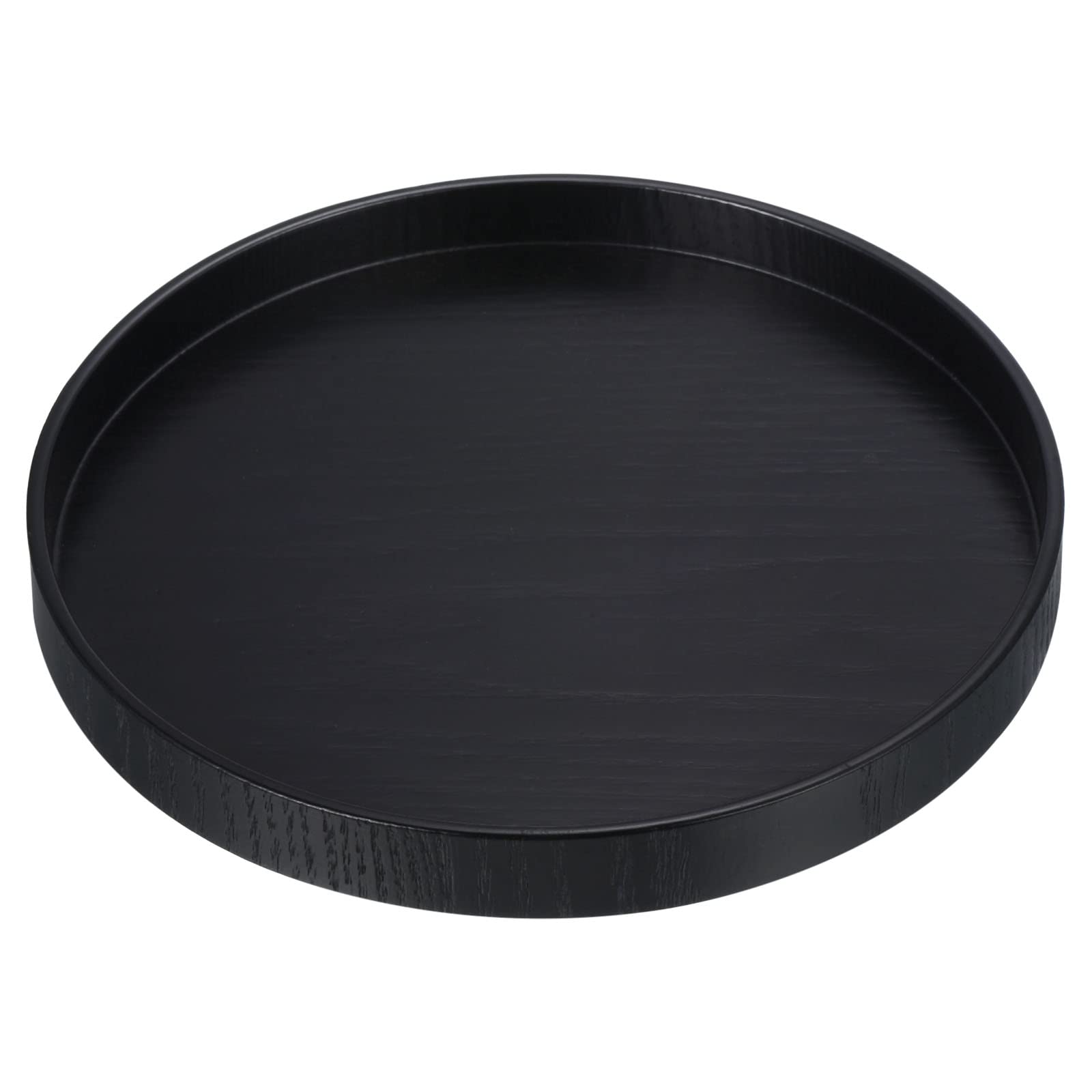 Patikil Wood Serving Tray 8 Inch, Round Decorative Platter For Home Decor Kitchen Table Candle Holder, Black