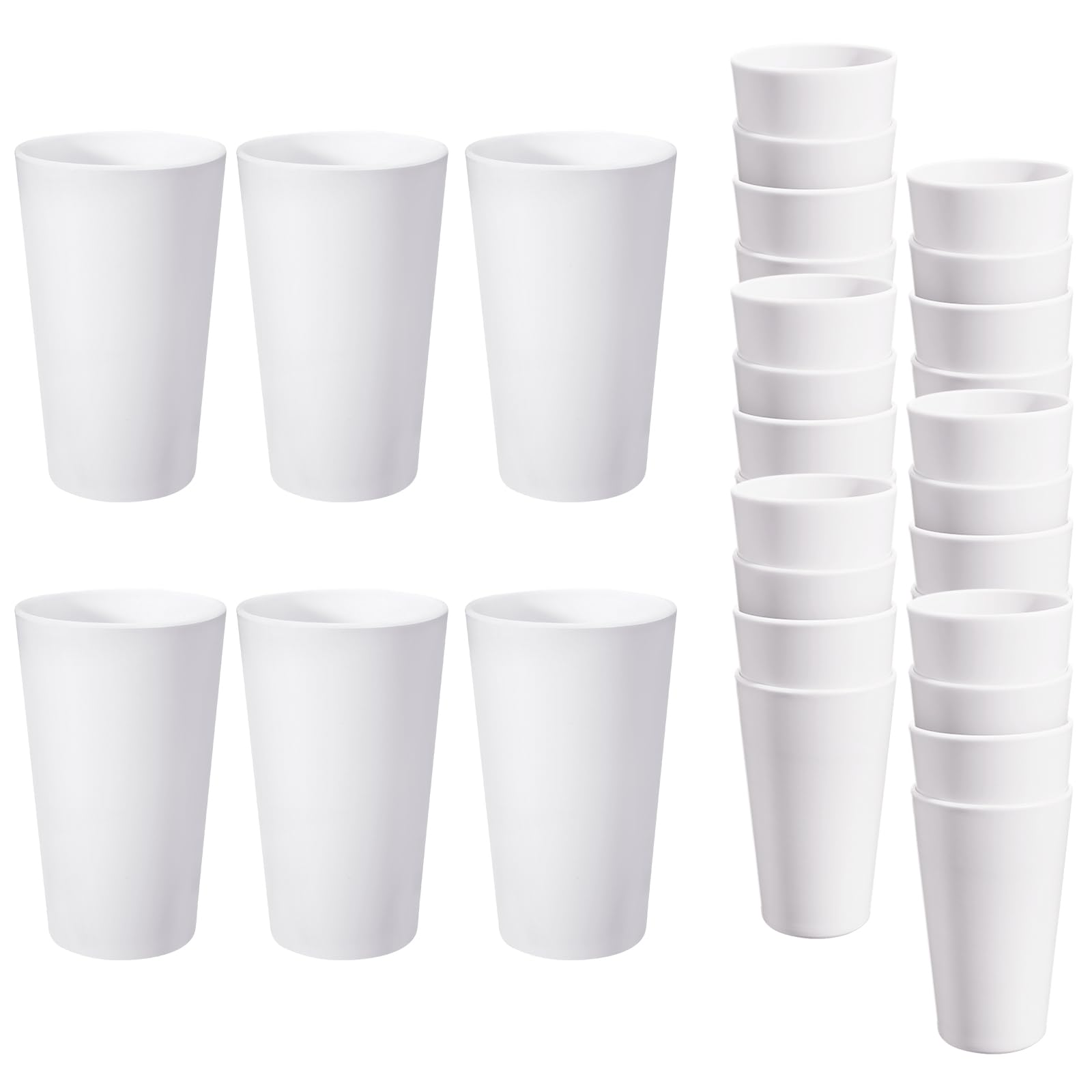 HEYCOME 24 Pcs Unbreakable Plastic Cups Set, 20 oz Reusable Plastic Cups, Stackable Water Tumblers, Drinking Cup for Kitchen, Ou
