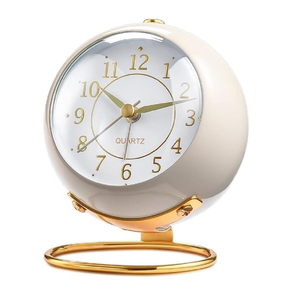 Rlybl Alarm Clock Digital That Show Temperature, Date And Loud Sound Alarm (Fancy Round Cream)