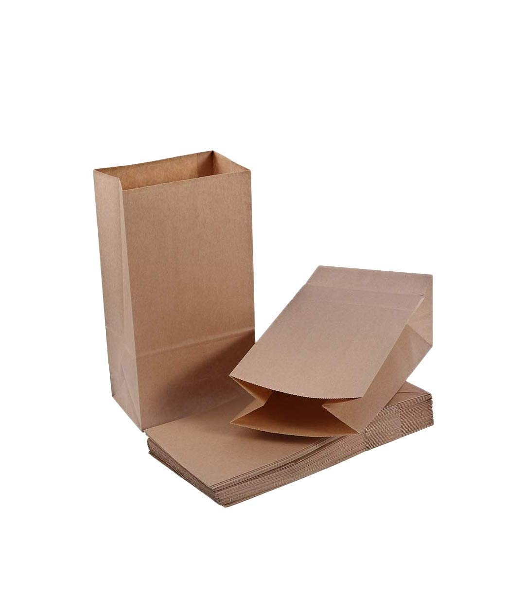 Ranur Large Square Bottom Or Flat Bottom Paper Bags Made Of Brown Fold Top Craft Paper,Size 6 X 4 X 12 Pack Of 100 Pieces