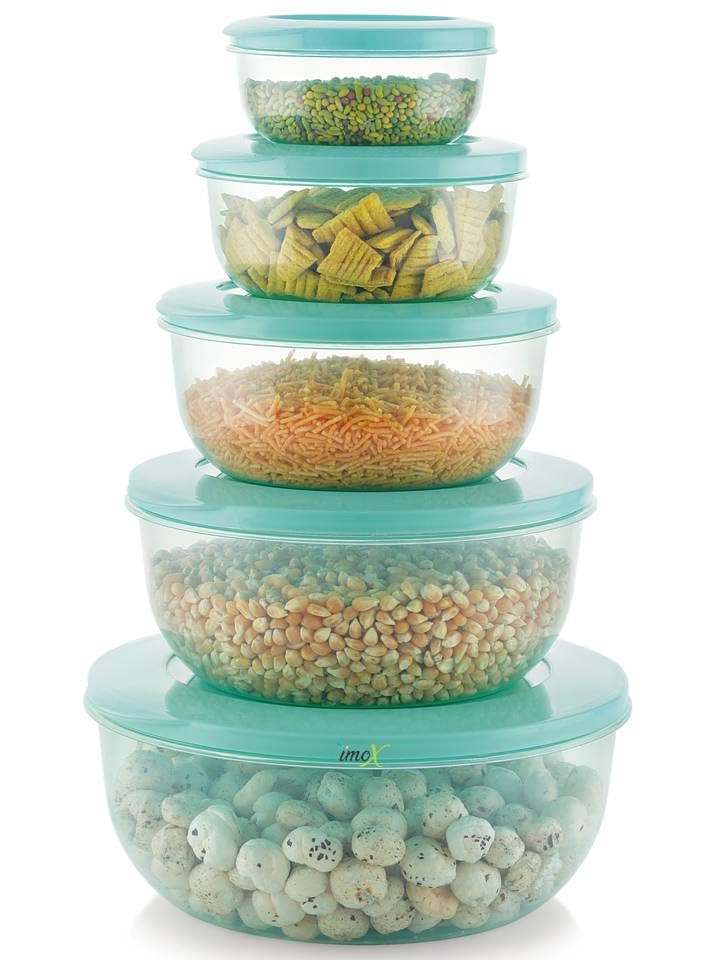 Imox Pack Of 5 Fridge Container For Kitchen Storage Set, Freezer Containers Set, Kitchen Accessories Items,Kitchen Organizer Foo
