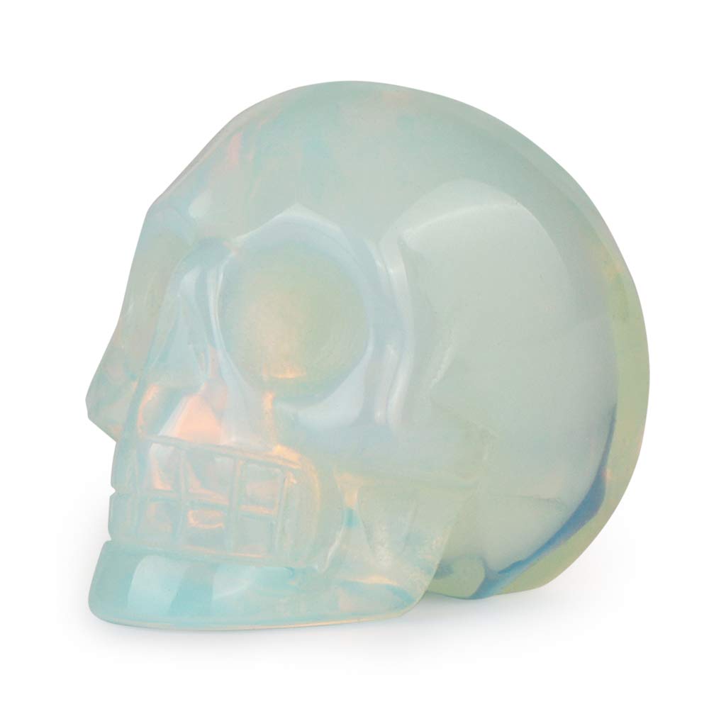 Artistone 2.0 Opalite Crystal Skull Head Decor Statue Crystals and Healing Stones,Carved Skull Halloween Decor Figurine Collecti