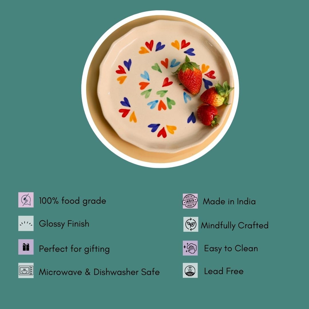 Weaving Homes Handcrafted Ceramic #Loveislove Coffee Mug, Snack & Dessert Plates - Set Of Three, Ceramic Mug & Plate, Serveware,