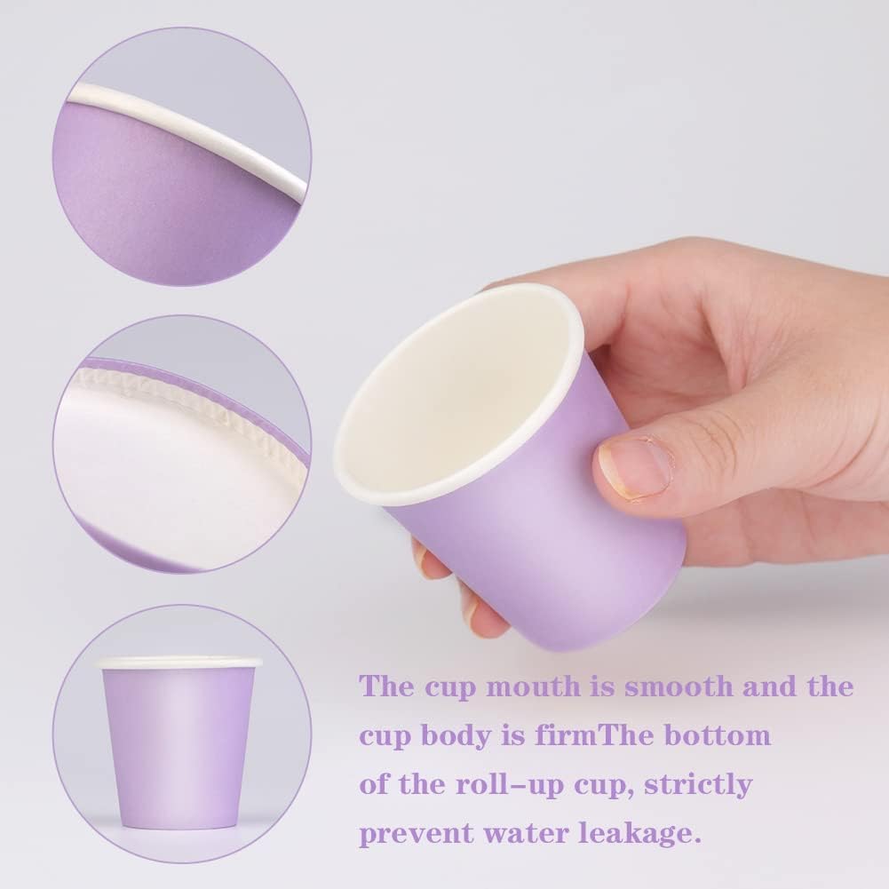 Huaiid 3 Oz 100 Packs Small Disposable Bathroom Mouthwash Cups Bathroom Paper Cups Espresso Paper Cups Pink Paper Hot Cups for Snack Bathroom Espresso Perfect for Home Condos Rvs Campers(Purple)