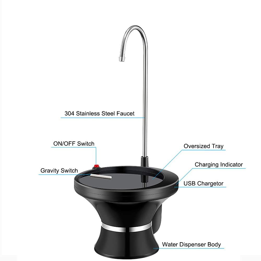 Drinking Water Dispenser Pump, Automatic Electric Drinking Water Bottle Pump For 1-5 Gallon Water Jugs, Usb Rechargeable With 2