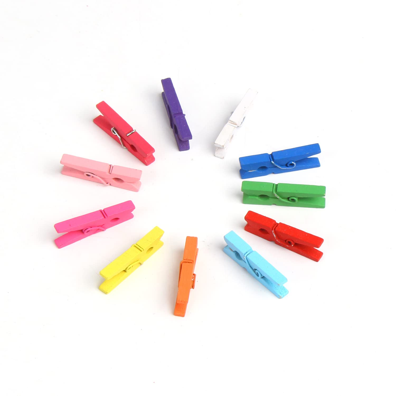 Kimober 1.18Inch Wooden Clothespins,Mini Mixed Colored Craft Wood Pins Pegs Clips For Hanging Photos,Paper Crafts,100Pcs